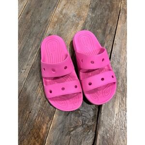 Crocs hot pink slide sandals